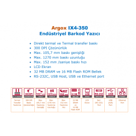 Argox IX4-350 Endüstriyel Barkod / Etiket Yazıcı